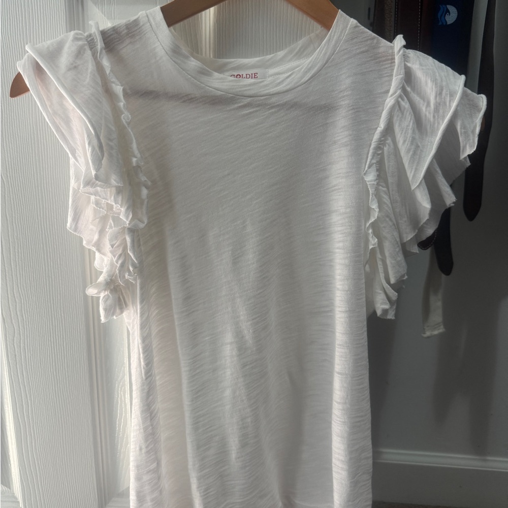 Goldie White Ruffle Sleeve Tee